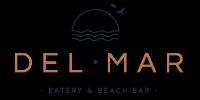 Del Mar Eatery and Beach Bar logo featuring a sun and waves design, representing a coastal dining experience.
