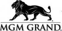 MGM Grand logo featuring a black lion emblem, representing luxury and entertainment in Las Vegas.