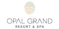 Opal Grand Resort and Spa logo featuring an elegant design with soft colors and wave motifs, representing luxury and relaxation.