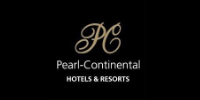 Logo of Pearl Continental Hotels & Resorts featuring elegant typography and a stylized 'PC' emblem, representing luxury accommodations.