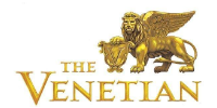 The Venetian logo featuring a golden lion with wings, symbolizing luxury and elegance in hospitality and entertainment.