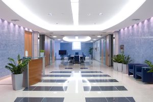 hallway with a view to a board room