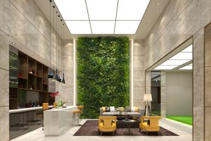 3d render luxury modern hotel interior, lobby, entrance and reception